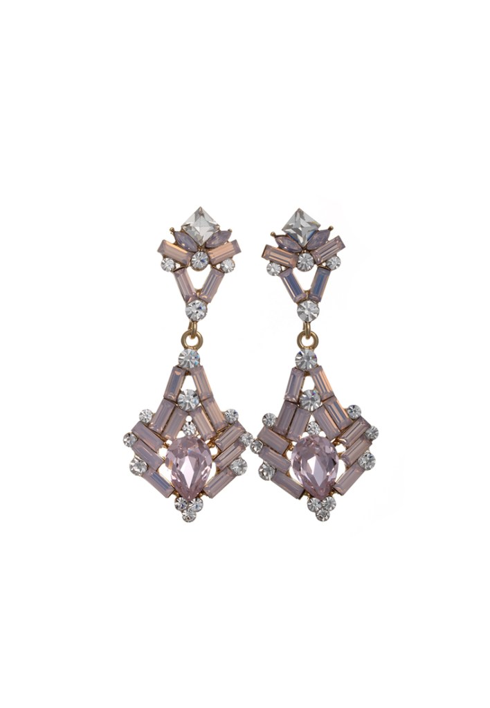 A pair of unique and elegant earrings featuring a combination of Czechstones in various shapes and sizes, finished with rich gold plating.